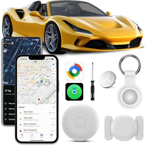 GPS Coche Localizador,Localizador GPS para Coche sin Suscripción,Localizadores Bluetooth Compatible con iOS y Android,Funda Protectora con Llavero y Silicona Magnética Tracker para Auto,Moto,Bicicleta