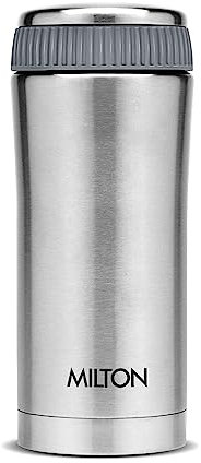 Milton Travel All in one Coffee Mug Soup Flask and Food Container 14 oz, Stainless Steel, Double Wall Vacuum Insulated Cup for Hot and Cold Drinks, Leakproof, Car Cup Holder Friendly - Optima Silver