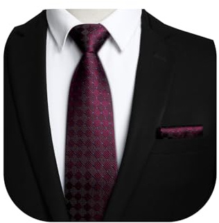 HISDERN Corbata Granate Hombre Corbatas de Hombres Modernas Originales Formal Clásico Gravata Boda Negocios Corbata y Pañuelo de Bolsillo