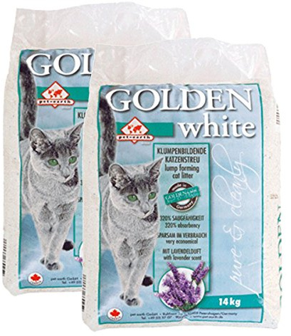 pet-earth Golden White Katzenstreu mit Lavendelduft 2x14kg