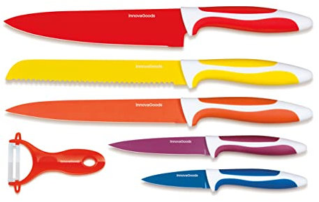 InnovaGoods® Set di coltelli in ceramica e pelapatate Knoolvs (6 pezzi), taglia e sbuccia gli alimenti in modo preciso e facile, con coltelli in ceramica e pelapatate, ideale per la cucina.