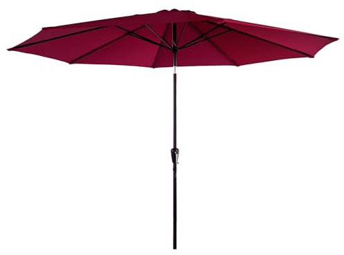 Happy Garden Parasol droit HAPUNA rond 3,30 m de diamètre fuchsia avec manivelle. Parasol droit inclinable.