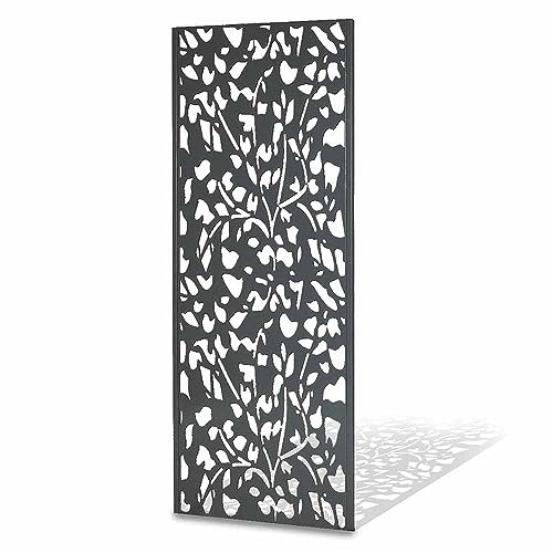 TERRE JARDIN - Panneau Décoratif Extérieur, 160 x 60 cm, en Métal - Claustra Décoratif Jardin, Terrasse, Balcon, Motif Végétal, Floral - Panneau Occultant, Brise Vue, Idéal Plantes Grimpantes