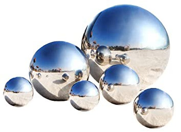 6pcs boule d'observation en acier inoxydable, boule creuse réfléchissante boules d'observation de jardin boules d'étang flottantes boules décoratives pour jardin de Noël