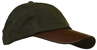 WALKER AND HAWKES Unisex Baseball-Kappe aus gewachster Baumwolle - Schirm aus Leder - Einheitsgröße Olivgrün