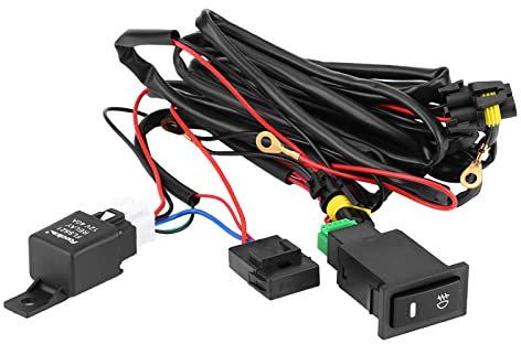 Akozon rear fog light kit + Fog Light Switch Wiring Kit, 12V Universal Car LED Fog Light On/Off Switch Wiring Harness Relay Kit universal rear fog light kit interruttore 12v light bar switch