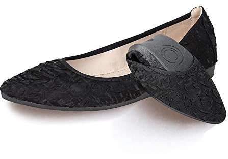 Ballerine Décolleté Pieghevoli da Donna arrotolabili per Abiti da Sposa e Ballerine Pieghevoli con Bellissimi Strass Portatili Slip on Mocassini, Matrimonio, Affari, Casual