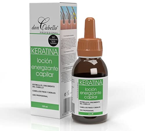 Don Cabello Loción Regenerador capilar – Tónico crecimiento del cabello – Loción capilar crece pelo energizante y revitalizante con Keratina, Hidrata, Nutre, Protege – sin parabenos - 125 ml