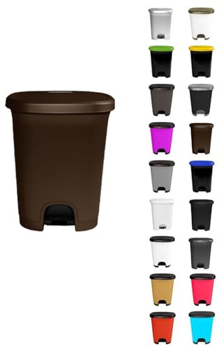 Jardin202 - Cubo basura plástico moderno | Apertura con pedal | Cubo reciclar | 27 litros (Marrón - Marrón)