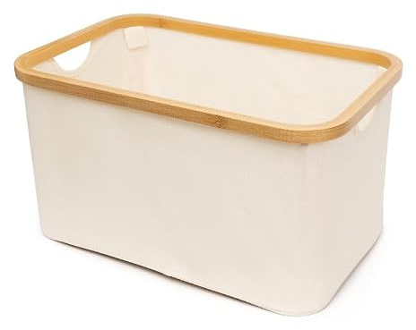 LIN HOME Cesta plegable para la colada 30L - Cesta resistente al agua para ropa seca y mojada - Cesta para ropa y sábanas - ideal para lavandería, baño y dormitorio -RS22111-1 - 45x30x24.5cm-Blanco
