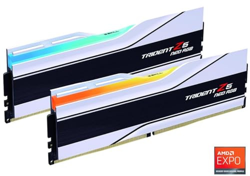 G.SKILL Trident Z5 Neo RGB Series (AMD Expo) DDR5 RAM 32GB (2x16GB) 6400MT/s CL32-39-39-102 1.40V Desktop Computer Memory UDIMM - Matte White (F5-6400J3239G16GX2-TZ5NRW)