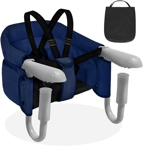 Froadp Faltbar Tischsitze Baby Klappbare Boostersitze Stuhlsitz 6-36 Monate Babystuhl für 2-8cm Dicke Tische Kinder Sitzerhöhung Sitzhilfe Babysitz mit Anti-Rutsch-Klemmen Kapazität 8-15KG (Blau)