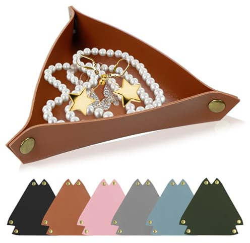 Vassoio porta gioielli in pelle Entryway, 5 pezzi, organizer da scrivania, porta chiavi, portafoglio, orologi, monete e telefoni cellulari