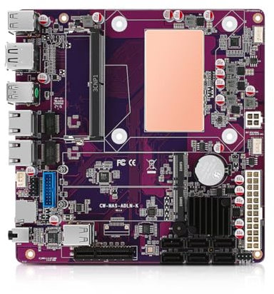 MNBOXCONET N305 NAS Motherboard DDR5 Low Power, Mini ITX Mainboard with 6×SATA3.0, Computer Board 2xNVMe(PCle3.0 x1), Barebone, Dual 2.5GBE LAN, PCle 3.0x4 Slot, TF Slot