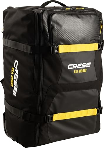 Cressi Rolling Wheeled Backpack - High Capacity Luggage 150 - Pocket for Scuba Fins – Sturdy - Seahorse: designed in Italy