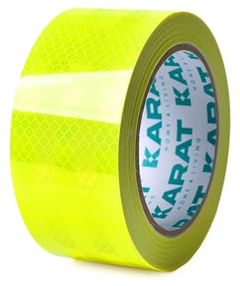 Floordirekt Reflektierendes Klebeband 2er Set, selbstklebend & wasserdicht leuchtend gelb, zuschneidbares Warnband, Reflektorband, Signalband, Markierungsband, Sicherheitsband (Gelb)