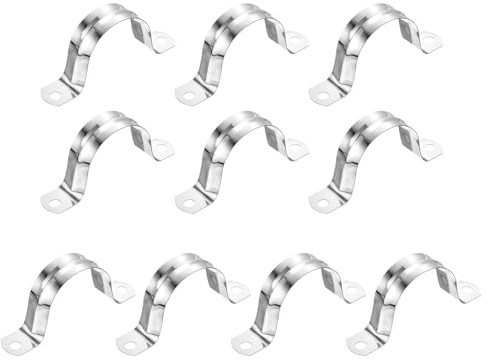 QUARKZMAN 10 stycken styva rörklämmor, 42 mm (1,65 tum) rostfritt stål 201 U-format fäste 2 hål rörklämma för fastsättning av rör och kablar
