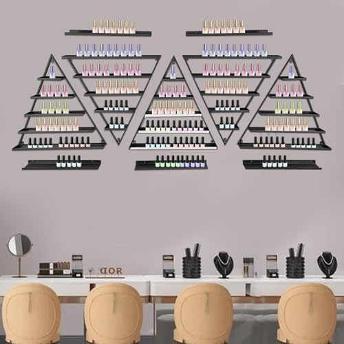 Nagellack Regal, Nagellackregal, Dreieckige Nagellackregale zur Wandmontage, hängende Nagellack-/Make-up-/Kosmetik-/Parfüm-Aufbewahrungsanzeige(Black)