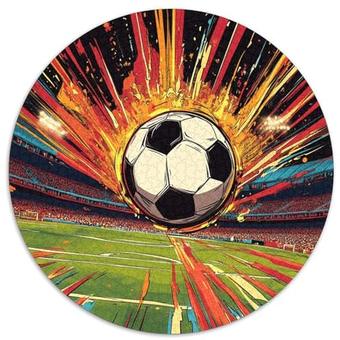 Football 1000 Piece Jigsaw Puzzles Round Jigsaw Creative Educational Games Color Challenge for Travel Gifts,Present 1000pcs (67.5x67.5cm)