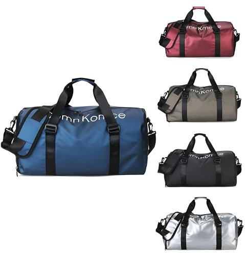 Premium Sporttasche, wasserdichte Handtasche mit Nass-Trocken-Trennung, separatem Schuhfach und Schultergurt, große Reisetasche aus PU-Leder, 20–35L Weinrot