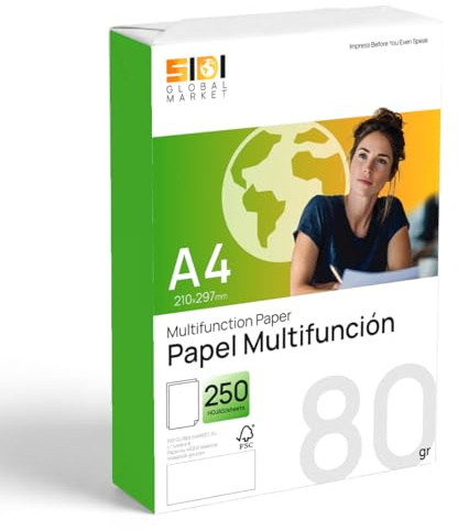 Fogli A4 80g, Carta per Stampante Laser e Inkjet, Carta Bianca per Stampare, Scrivere o Disegnare, Fogli DIN A4 210x297 mm Uso Professionale, Risma di Carta per Ufficio e Casa - SIDI (80g, 250 fogli)