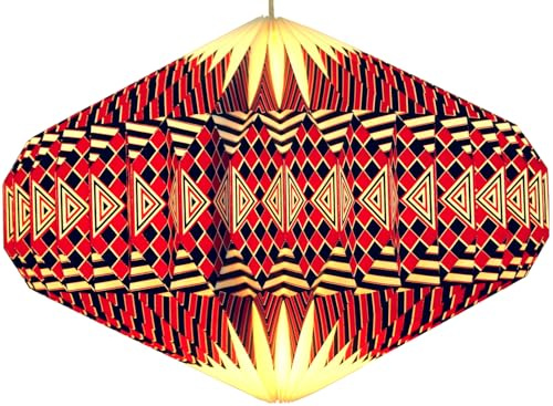 GURU SHOP Origami Design Papier Lampenschirm - Modell Ufo/Rot, 22x47x47 cm
