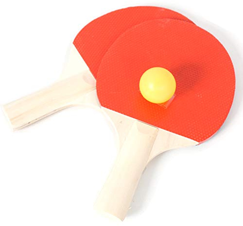 SPORTSIDE - Set de 2 Raquetas de Ping Pong y 2 Pelotas - Juego de Raqueta - Set Completo - Tenis de Mesa - 046580A - Rojo - Madera - 24 cm - Artículo Deportivo