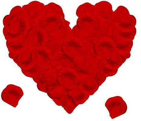 Jsdoin 1200 Pieces Silk Rose Petals, Artificial Red Rose Flowers No-Taste Fade Emulation Rose Petals for Romantic Scenes Wedding Anniversary, Confession Decoration,Birthday
