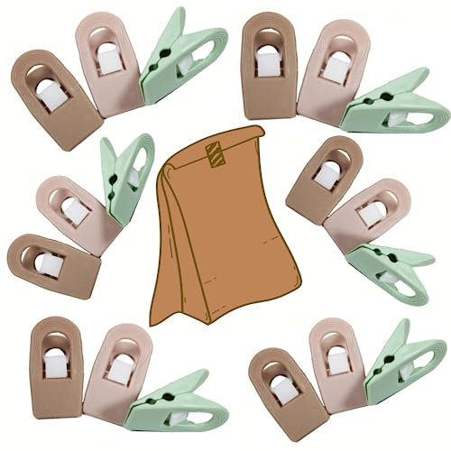 Pacco 20 Pinze Chiudi Pacco a Clip Alta Qualità Universali Multiuso Sacchetti Buste Pacchetti Alimentari Conserva Cibi Freschi Chiusura No Umidità Farfalline Mollette Plastica Cucina Casalinghi