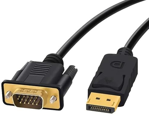 2m DP DisplayPort to VGA Cable Gold Plated HD Display Port to VGA Cord Lead Adapter Converter 1080p Male to Male Dual Mode Compatible with Laptop,Monitor,Projector,Lenovo,Dell,HP,Thinkpad,Asus,MacBook
