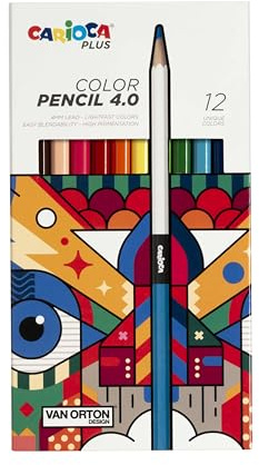 CARIOCA Plus I Matite Colorate 4.0 in Legno con Mina spessa e morbida ad alta pigmentazione I 12 pezzi