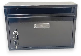 Cassetta Postale per Esterno con Spioncino e Portanome Anta Apribile con Serratura a Chiave Incassata a Muro Doppia Chiave e tasselli Inclusi 30x20x10 cm (Nero)