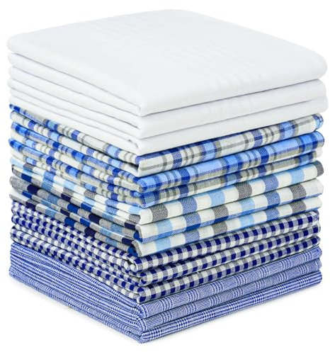 AUYAO Fazzoletti Cotone, 15Pz Fazzoletti Cotone Uomo, Fazzoletto da Taschino in 100% Cotone, Fazzoletti Quadrato da Taschino Uomo 40 Cm X 40 Cm, Festa di Nozze, Conferenza Commerciale