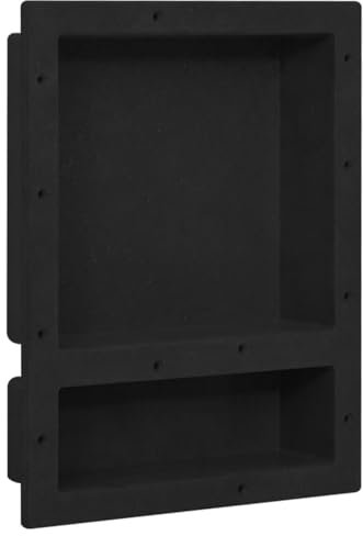 Duschnische mit 2 Fächern, Mattschwarz, 41 x 51 x 10 cm, Badewannenabtrennung, Badezimmer-Duschwand, Duschwand, Trennwand, Kabinenwände, umgibt die Tür