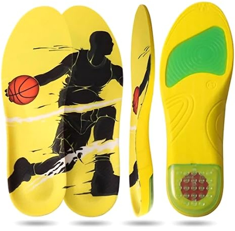 Hillcraft Premium High Jump Insoles with Shock Absorber, Athletic Shoe Inserts for Basketball, Running, and Sports Performance US (Men 4-6/ Women 6-8)