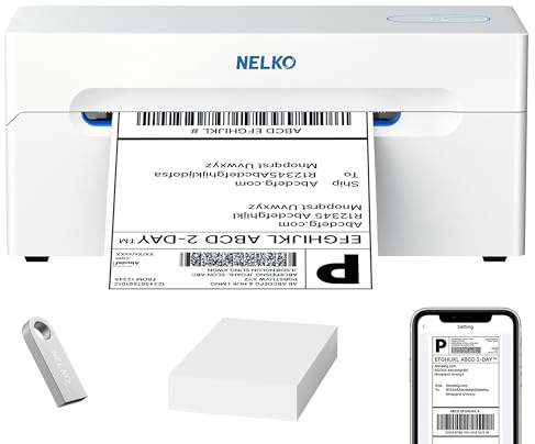 Nelko Bluetooth Thermal Shipping Label Printer, Wireless 4x6 Shipping Label Printer for Small Business, Support Android, iPhone and Windows, Widely Used for Amazon, Ebay, Shopify, Etsy(White)
