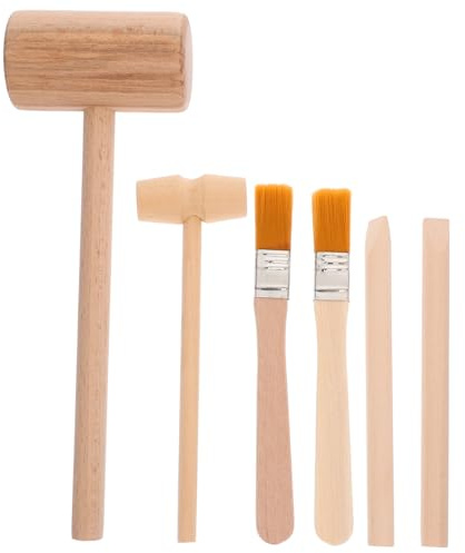 Abaodam 1set Boy Girl Wooden Digging Tool Toy Set Gemstone Excavation Kit Hammer and Brush Educational Role Play for Boys and Girls for Hands Learning and Fine Motor Skills Development