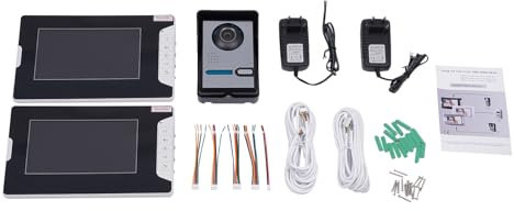 4 kablar 7 tums video 2 familjehus dörrtelefon, dörrklocka intercom, videointercom, trådbundet dörrklocka kit med kamera, för 2 familjehus, intercom monitor