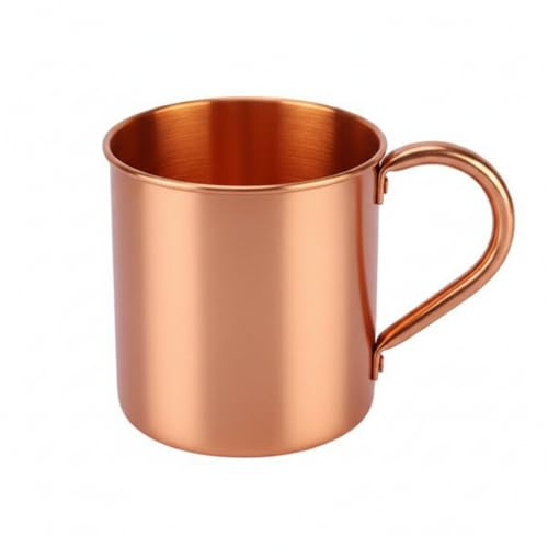 Zodazoqa Moscow Mule Mug Pure Copper Without Inside Liner，Sports Straight Cup Handle Cup Pure Copper Mug for Cocktail Coffee Beer Milk Water
