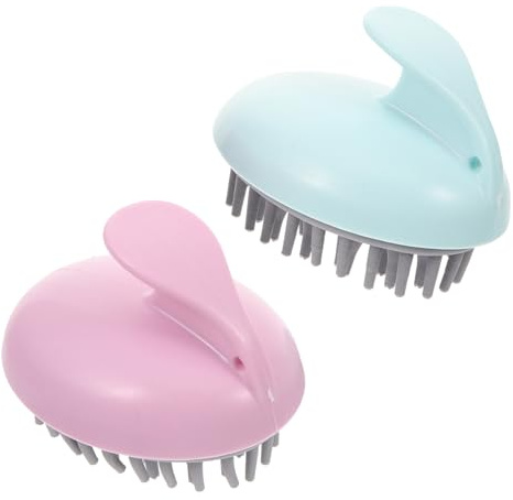 Anneome 2 pièces Brosse Shampooing Massage Chevelu avec Manche Brosse Massante Portable pour Types de Cheveux Stimule la Circulation Sanguine et Favorise la Croissance Couleur Aléatoire