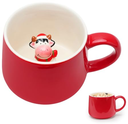 Umllpet kopp till jul, söt keramik 3D djur kaffekopp, espressokoppar med jul barnkoppar för te mjölk koppar presenter julkopp för kvinnor flickor vänner (kokopp)