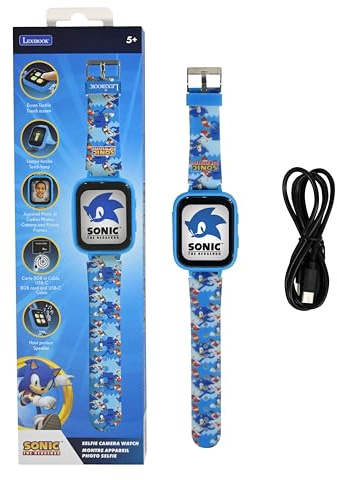 Lexibook, Sonic The Hedgehog, Selfie Camera Watch, HD-pekskärm, 720p kamera, MP3-spelare, inbyggd högtalare, diktafon, stegräknare, 5 spel, blå, DMW070SNLXB