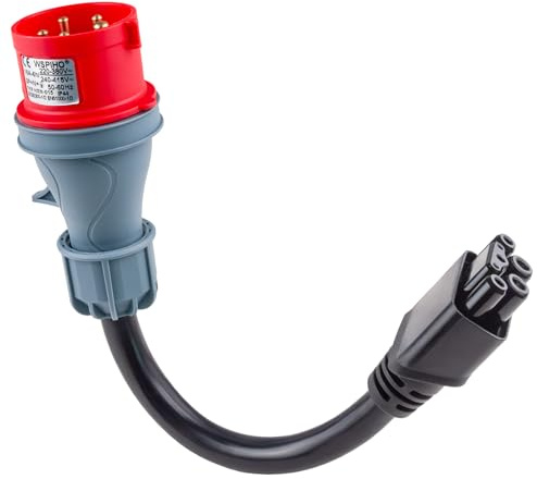 WSPIHO CEE-adapter 5-stifts 16A, 0,3 m bärbar CEE-förlängningskabel, kompatibel med Tesla Mobile Connector Gen 2 för elbils-laddare