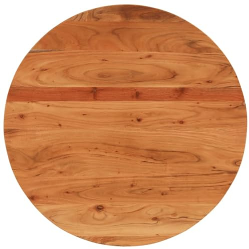 Teenpull Runde Tischplatte Ø90x2,5 cm, Massivholz Akazie Unbehandelt, Langlebiges Hartholz, Ideal für Couchtische & DIY Möbelprojekte, Vielseitig Einsetzbar