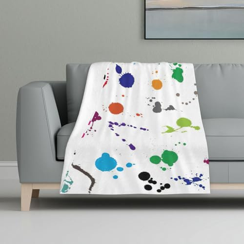 GUOLGP Manta de franela con estampado de salpicaduras de pintura abstracta, suave, cálida y acogedora, para decoración del hogar, dormitorio, picnic, invierno y otoño