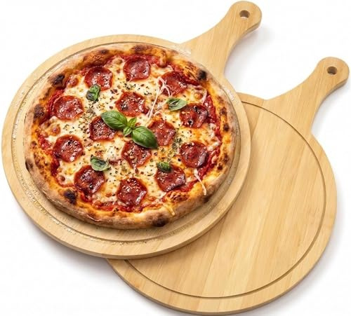Piatti Pizza,Tagliere Per Pizza Rotondo Da 30 cm Con Manico,2 pezzi