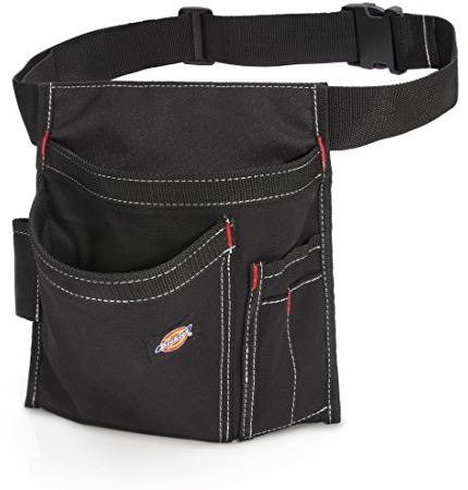 Dickies 5-Pocket Single Side Tool Belt Pouch/Work Apron, Durable Canvas Construction, Adjustable Belt for Custom Fit, Black