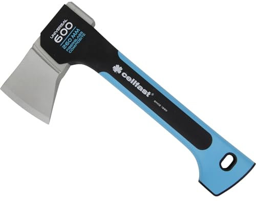 Cellfast Hache Universelle U600 ENERGO™, Acier trempé de Haute qualité, SAFETOUCH™ Surface antidérapante, 26cm, 0,6kg, 41-001