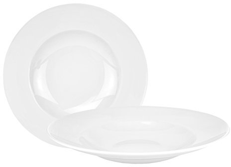 Van Well - Elegante juego de 2 cuencos para pasta, color blanco clásico, diámetro de 30 cm, 500 ml, profundo y redondo, porcelana de alta calidad