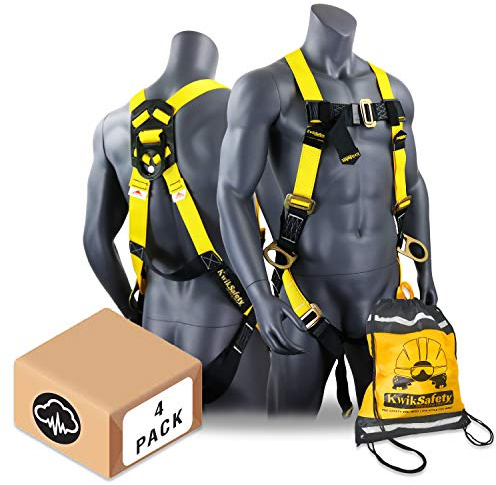 KwikSafety - Charlotte, NC - THUNDER [4 PACK] 3D Ring Safety Harness OSHA ANSI Industrial Full Body Fall Protection Personal Equipment Construction Carpenter Scaffold Contractor